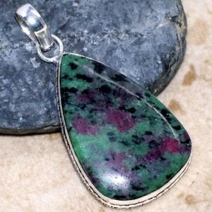 Ruby Zoisite Gemstone 925 Sterling Silver Handmade Pendant Necklace